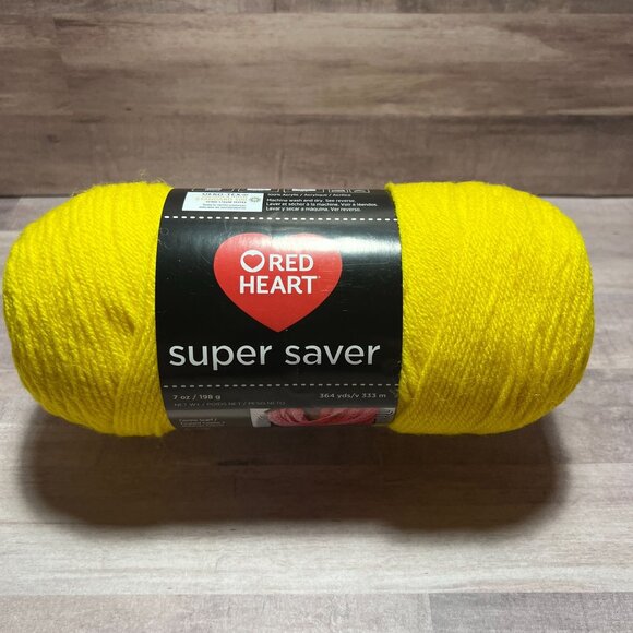 Red Heart Super Saver Yarn Bright Yellow 7 Oz Medium Weight Acrylic - Picture 1 of 5